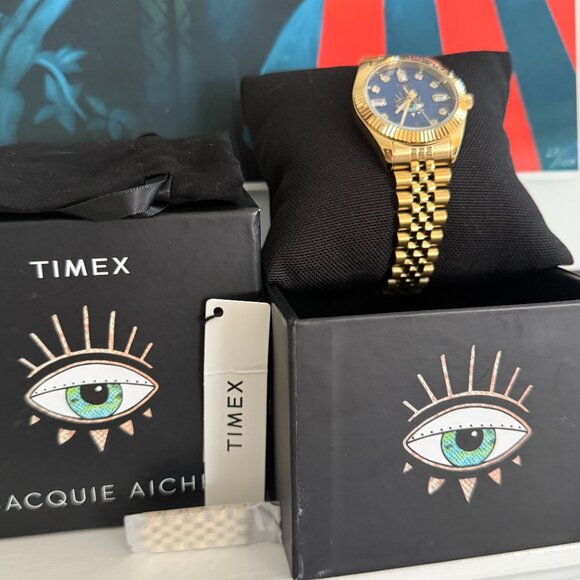 SOLD* NWT Timex X Jacquie Aiche Tribe Eye Blue Dial 36mm Watch - Picture 10 of 14